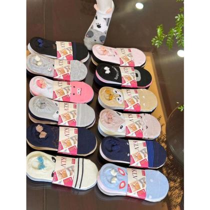 Imagem de Kit 6 Pares de Meias Feminina com Orelhinhas Cores Sortidas klv596