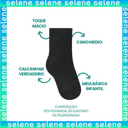 Imagem de Kit 6 Pares De Meias Infantil Selene Cano Médio Em Algodão Unissex