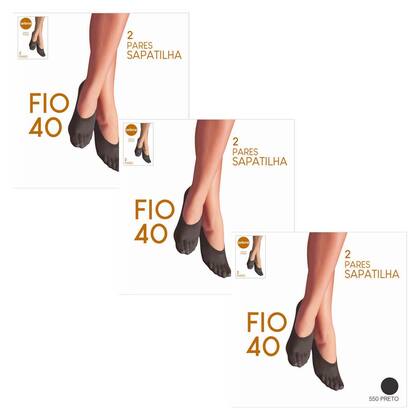 Imagem de Kit 6 Pares Meia Feminina Sapatilha Invisível Fio 40