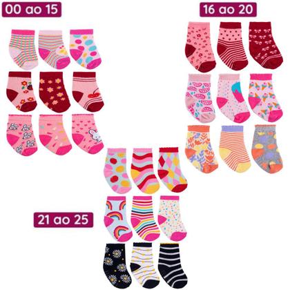Imagem de Kit 6 Pares Meia Pimpolho Antiderrapante Menina 0 A 25