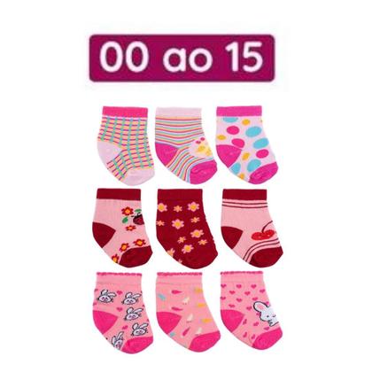 Imagem de Kit 6 Pares Meia Pimpolho Antiderrapante Menina 0 A 25
