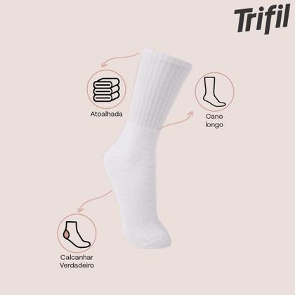 Imagem de Kit 6 Pares Meia Trifil Cano Alto Algodão Unissex