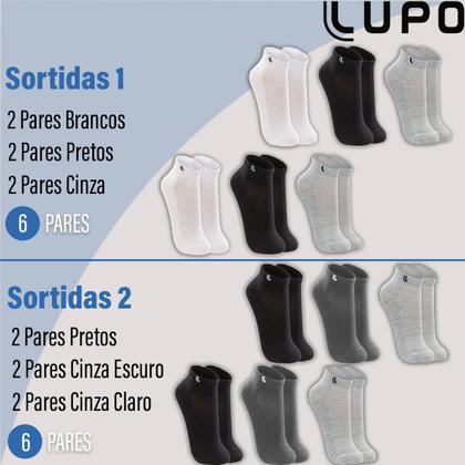 Imagem de Kit 6 Pares Meias Lupo Original Algodão Masculina Feminina Cano Curto Baixo Soquete Atacado 3225