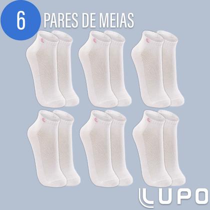 Imagem de Kit 6 Pares Meias Lupo Original Algodão Masculina Feminina Cano Curto Baixo Soquete Atacado 3225