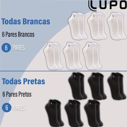 Imagem de Kit 6 Pares Meias Lupo Original Algodão Masculina Feminina Cano Curto Baixo Soquete Atacado 3225