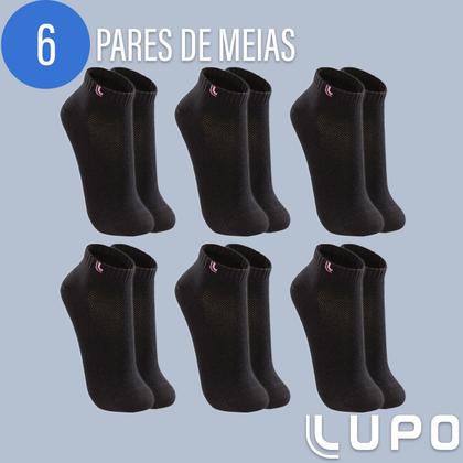 Imagem de Kit 6 Pares Meias Lupo Original Algodão Masculina Feminina Cano Curto Baixo Soquete Atacado 3225