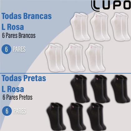Imagem de Kit 6 Pares Meias Lupo Original Algodão Masculina Feminina Cano Curto Baixo Soquete Atacado 3225