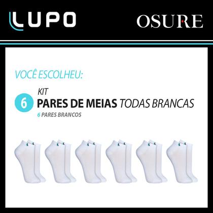 Imagem de Kit 6 Pares Meias Lupo Original Algodão Masculina Feminina Cano Curto Baixo Soquete Atacado 3225