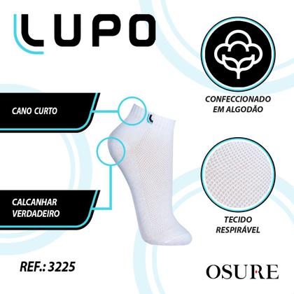 Imagem de Kit 6 Pares Meias Lupo Original Algodão Masculina Feminina Cano Curto Baixo Soquete Atacado 3225