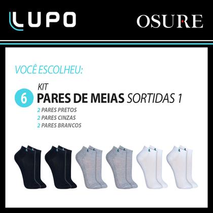 Imagem de Kit 6 Pares Meias Lupo Original Algodão Masculina Feminina Cano Curto Baixo Soquete Atacado 3225
