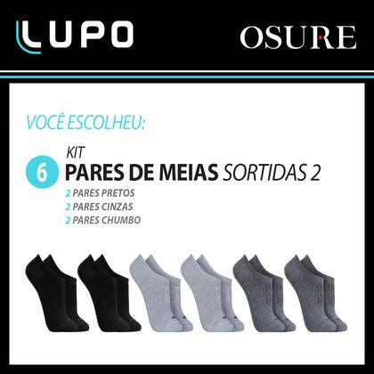 Imagem de Kit 6 Pares Meias Lupo Original Algodão Masculina Feminina Sapatilha Soquete Curto Baixo Atacado