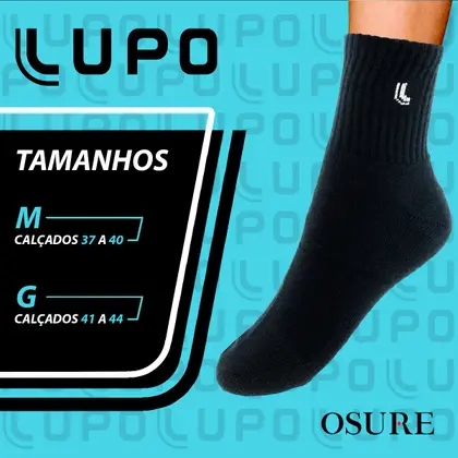 Imagem de Kit 6 Pares Meias Lupo Original Masculina Algodão Cano Médio Alto Longo Atacado Academia Esportiva