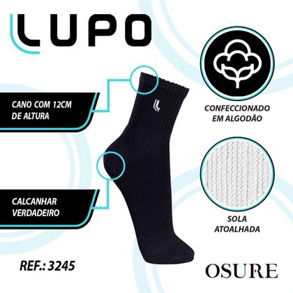 Imagem de Kit 6 Pares Meias Lupo Original Masculina Algodão Cano Médio Alto Longo Atacado Academia Esportiva