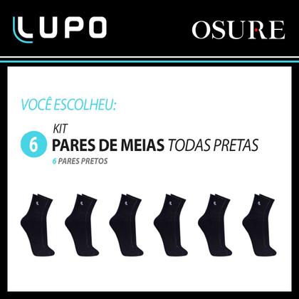 Imagem de Kit 6 Pares Meias Lupo Original Masculina Algodão Cano Médio Alto Longo Atacado Academia Esportiva