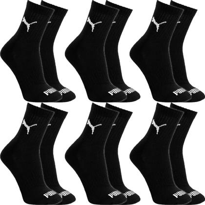 Imagem de Kit 6 Pares Meias Puma Cano Médio Alto Algodão Meia Adulto Masculino Feminino Academia Original