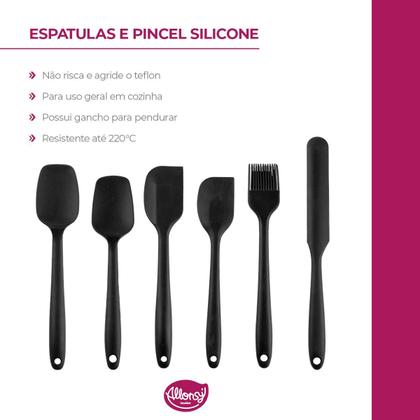 Imagem de Kit 6 pçs sendo 5 Espátulas 1 Pincel culinário de Silicone