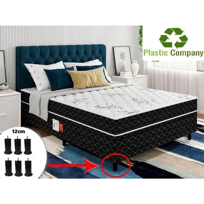 Imagem de Kit  6 Pé Cama Box & Baú  Plástico Universal 12cm