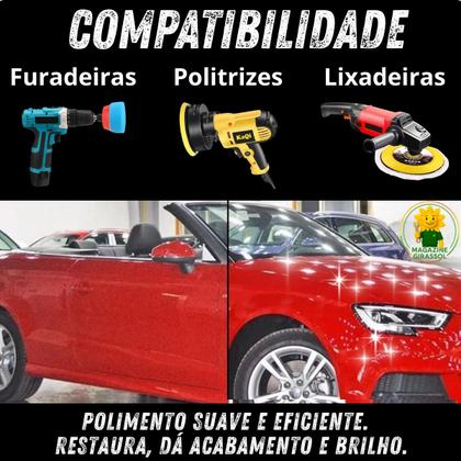Imagem de Kit 6 Peças 5 Pol. 125mm Disco Espuma Boina Lã Prato Pino M14 Polimento Automotivo KP21