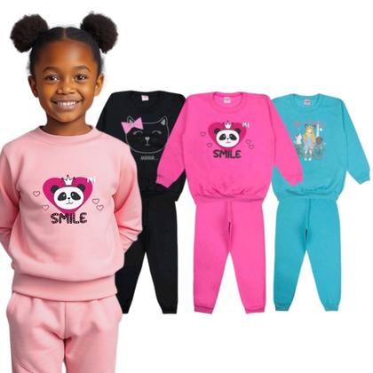 Imagem de Kit 6 Peças Conjunto Moletom Infantil Menina 1 ao 16 Feminino Outono Inverno