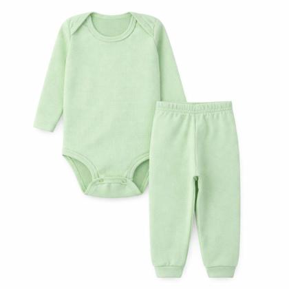 Imagem de Kit 6 Peças Conjunto Térmico 3 Bodys + 3 Calças Infantil para Bebe Menino e Menina Peluciado Inverno