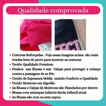 Imagem de Kit 6 Peças De Moletom Infantil Feminino Inverno Menina Tam 3