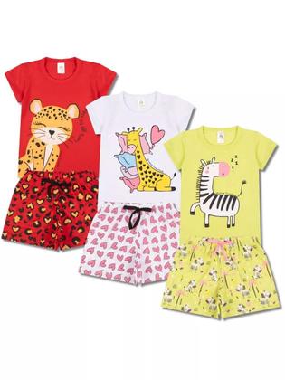 Imagem de Kit 6 Peças de Pijamas Curto Infantis para Meninas Confortáveis e Cheios de Estilo pijama para meninas