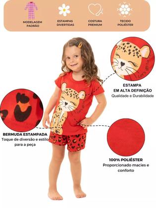 Imagem de Kit 6 Peças de Pijamas Curto Infantis para Meninas Confortáveis e Cheios de Estilo pijama para meninas