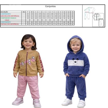 Imagem de Kit 6 Peças de Roupa de Inverno Kit 3 Conjuntos de Moletom Infantil Menina 1 ao 14 anos
