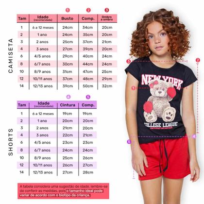 Imagem de Kit 6 Peças de Roupas Infantil Menina 3 Camisetas 3 Bermudas Kit com 3 Conjuntos de Roupa Infantil Menina Verão Feminino infantil