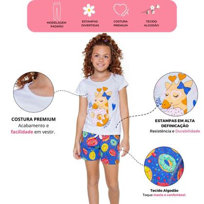 Imagem de Kit 6 Peças de Roupas Infantil Menina 3 Camisetas 3 Bermudas Kit com 3 Conjuntos de Roupa Infantil Menina Verão Feminino infantil