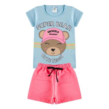 Imagem de Kit 6 Peças de Roupas Infantil Menina 3 Camisetas 3 Bermudas Kit com 3 Conjuntos de Roupa Infantil Menina Verão Feminino infantil