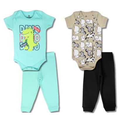 Imagem de Kit 6 Peças de Roupas para Bebê Menino 3 Body Curto 3 Calça Mijão Kit 3 Body Roupa Infantil Bebê