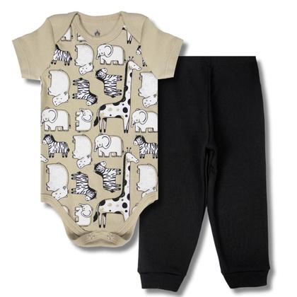 Imagem de Kit 6 Peças de Roupas para Bebê Menino 3 Body Curto 3 Calça Mijão Kit 3 Body Roupa Infantil Bebê