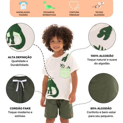 Imagem de Kit 6 Peças de Roupas para bebê Menino 3 Camisetas 3 Bermudas Kit com 3 Conjuntos Infantil Verão para Menino Bebê dias quentes