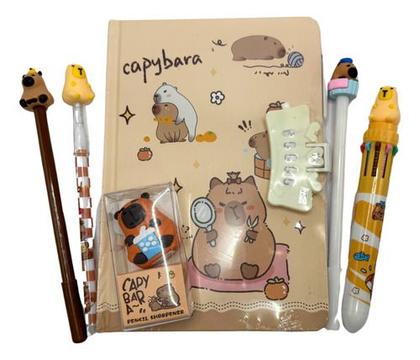 Imagem de Kit 6 Peças Papelaria Fofa Kawaii Capivara Presente Criativo