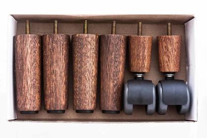 Imagem de Kit 6 pes cama box de 12 cm sendo 4x2 (4 fixas e 2 de  rodas)