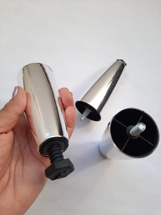 Imagem de Kit 6 Pés Cama Box ou Baú Juvene Cromado 12cm Regulagem