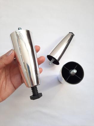 Imagem de Kit 6 Pés Cama Box ou Baú Juvene Cromado 12cm Regulagem