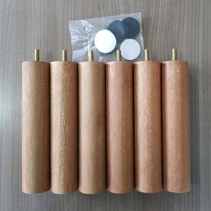 Imagem de Kit 6 Pés De Madeira 20cm Pe Para Cama Box Solteiro Pés Para Móveis Pé Palito Mel