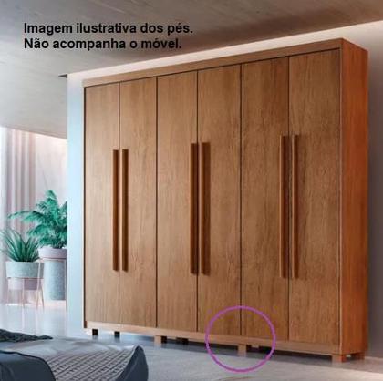 Imagem de Kit 6 Pés Guarda Roupas Armários Roupeiros Marrom Fox