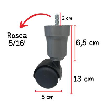 Imagem de KIT 6 PÉS PARA CAMA BOX ou BAÚ CASAL- 4 FIXOS 2 RODIZIOS