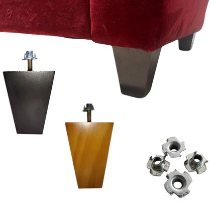 Imagem de Kit 6 Pés Trapézio 9cm Madeira Mel E Tabaco Para Sofá