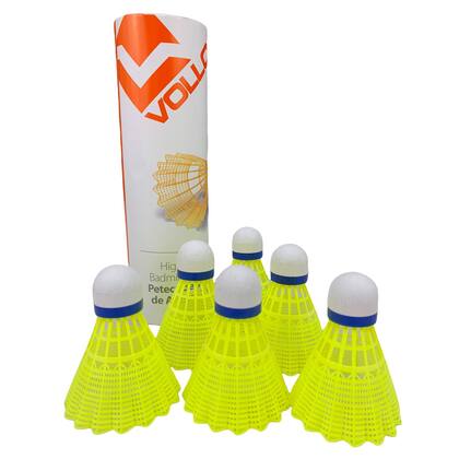 Imagem de Kit 6 Petecas Badminton Vollo VB600 Nylon e Cortiça