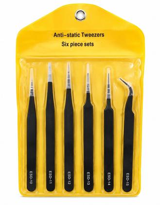 Imagem de Kit 6 Pinças Antiestáticas De Precisão Eletrônica Artesanato