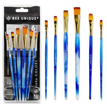 Imagem de Kit 6 Pincéis Artistico Chato Colors Bee Unique