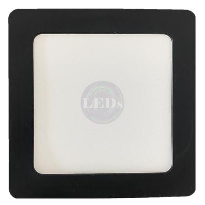 Imagem de Kit 6 Plafon Quadrado Sobrepor 6w Preto Branco Frio 6500K