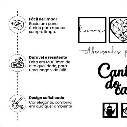 Imagem de Kit 6 Plaquinhas 2 Letreiros Cantinho do Cafe e Abençoados Por Deus Em Mdf
