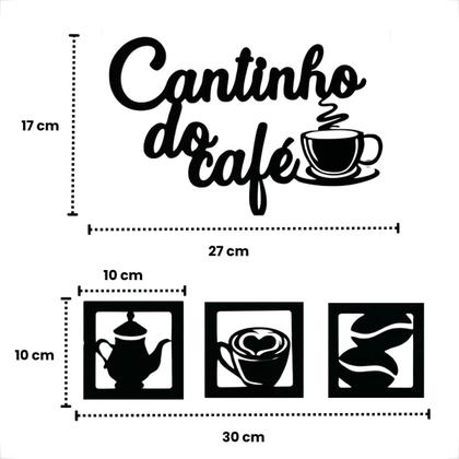 Imagem de Kit 6 Plaquinhas 2 Letreiros Cantinho do Cafe e Abençoados Por Deus Em Mdf