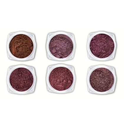Imagem de Kit 6 Pó Cromado Espelhado Nail Art Vinho Marrom 3 Pincéis Manicure Nail Art Nail Designer Unhas Decoradas