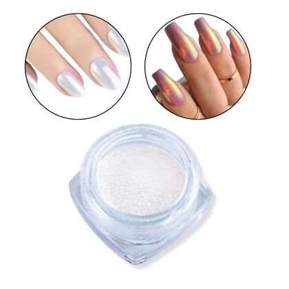 Imagem de Kit 6 Pó Sereia Cintilante Efeito Asa de Borboleta Decoração Unha Alongamento Furta-Cor Perolado Claro Manicure Enfeites 